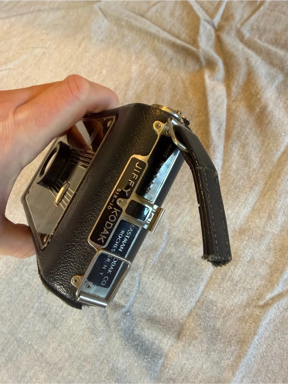 Jiffy Kodak camera from the 1930s Art Deco faceplate.